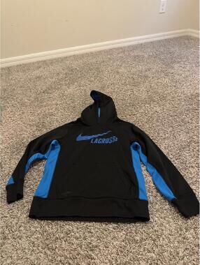 Nike Boys Lacrosse Therma-Fit Black and Blue Hoodie Size Large